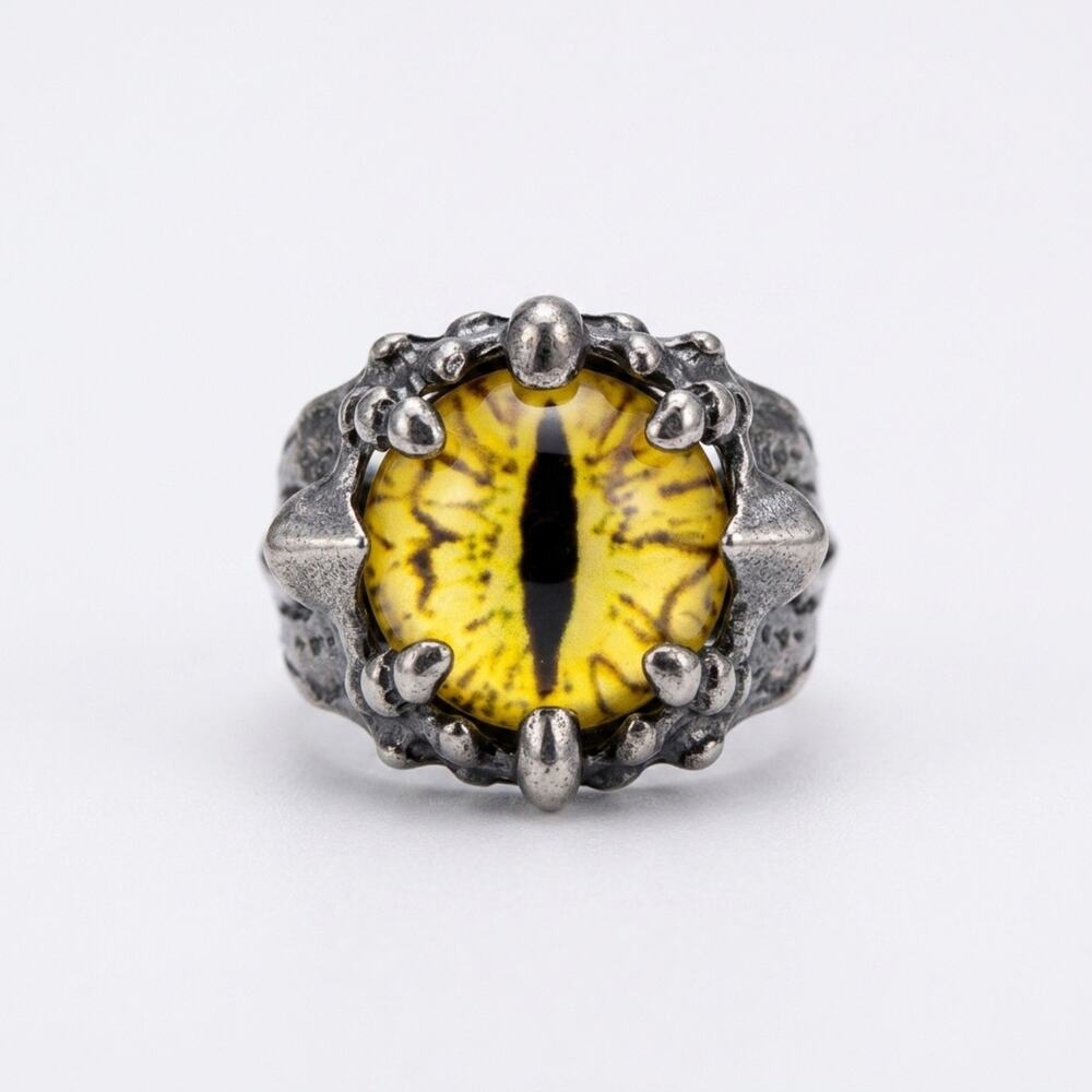 Unisex Reptile Eyeball Size 8 - adjustable Gothic Dragon  Statement Ring